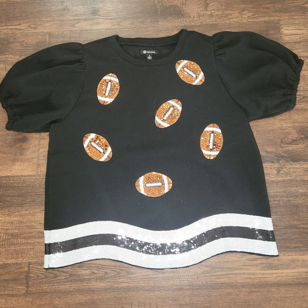Game day football sequence versona womens small sweater